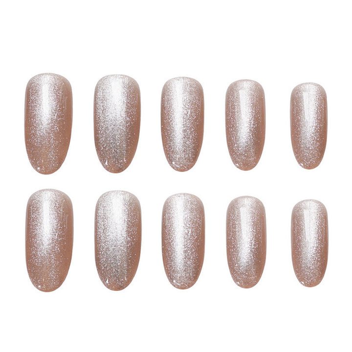 Elegant Glittery Almond-Shaped Press-On Nails