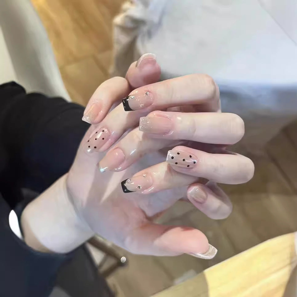 Artistic Press-On Nail Set with Glitter Accents