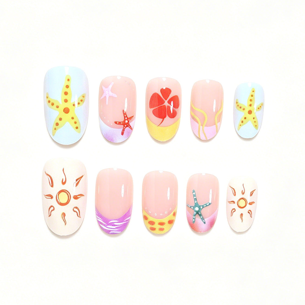 Artistic Summer-Themed Press-On Nail Art Kalsten