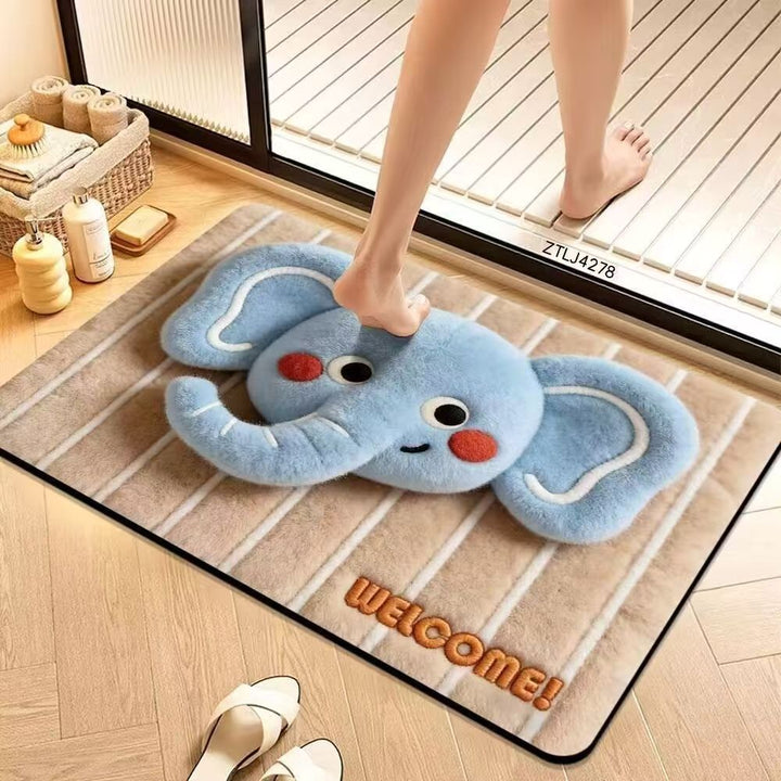 Cute Cartoon Pet-Themed Plush Bath Mat Kalsten