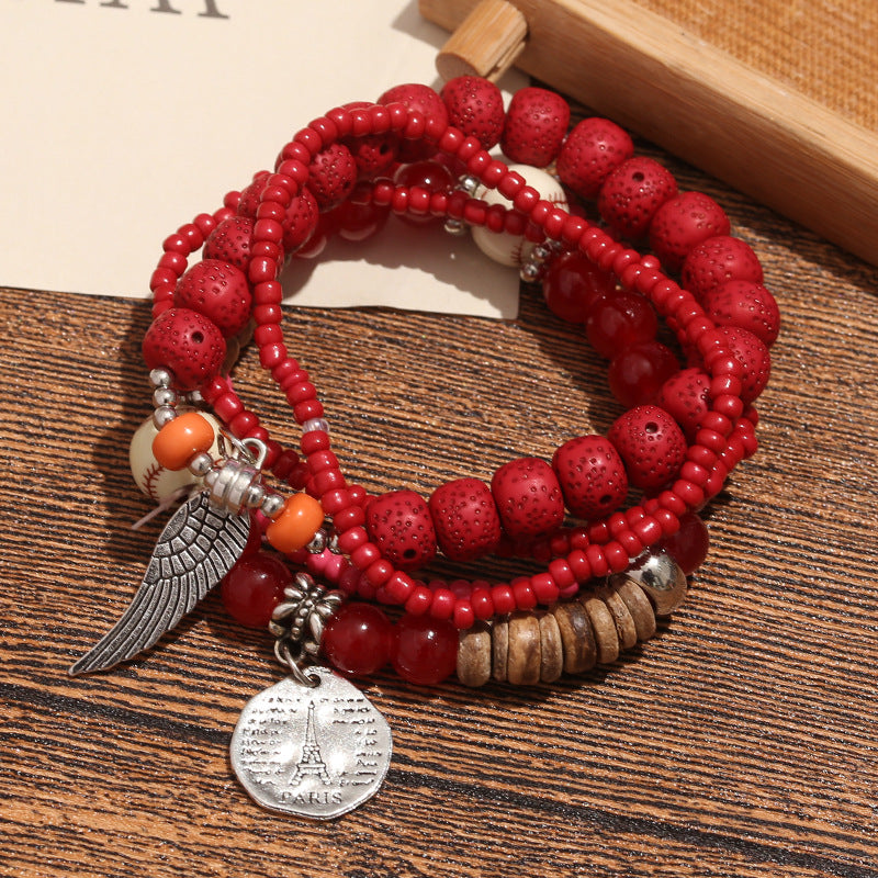 Bohemian Layered Beaded Charm Bracelet Kalsten
