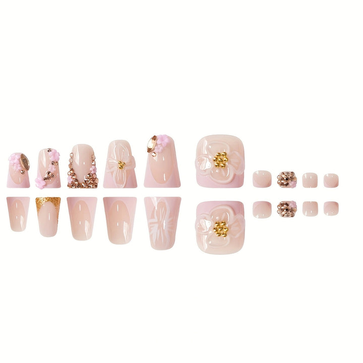 Floral Embellished Press-On Nail Enhancements Kalsten