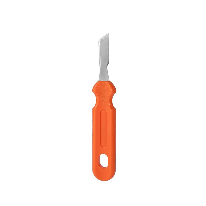 Fruit and melon baller with ergonomic plastic handle and stainless steel cutting blade