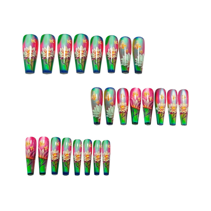 Art Nails in Hand-Decorated Flower Design Kalsten