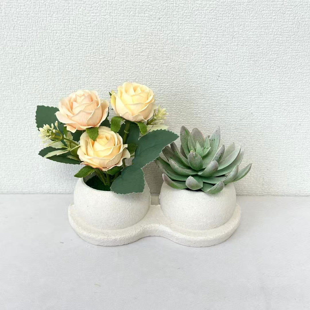 Decorative Succulent and Rose Arrangement for Home Decor