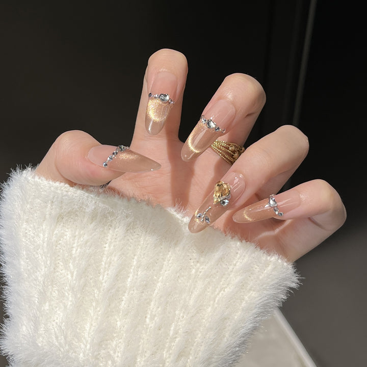 Artistic Gem-Accented Press-On Nail Extensions Kalsten