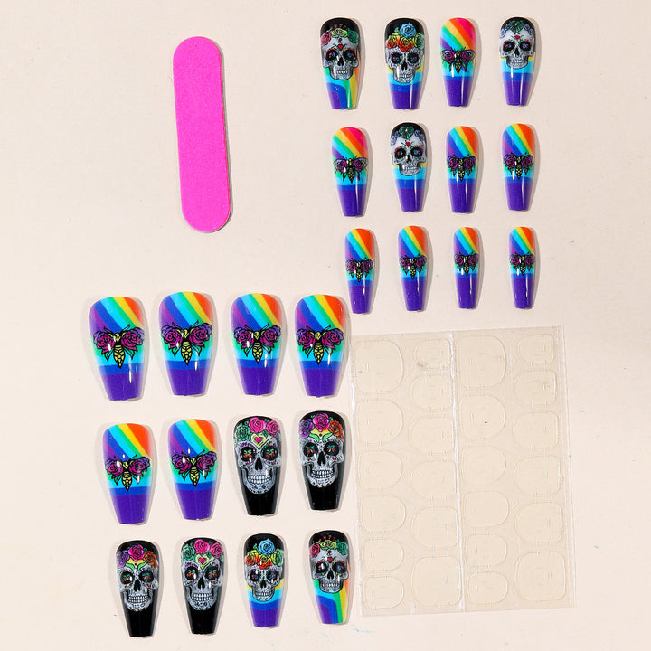 Skull-Themed Artistic Nail Art Extensions Kalsten