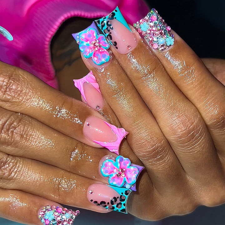 Artistic 3D Floral Press-On Nail Extensions Kalsten