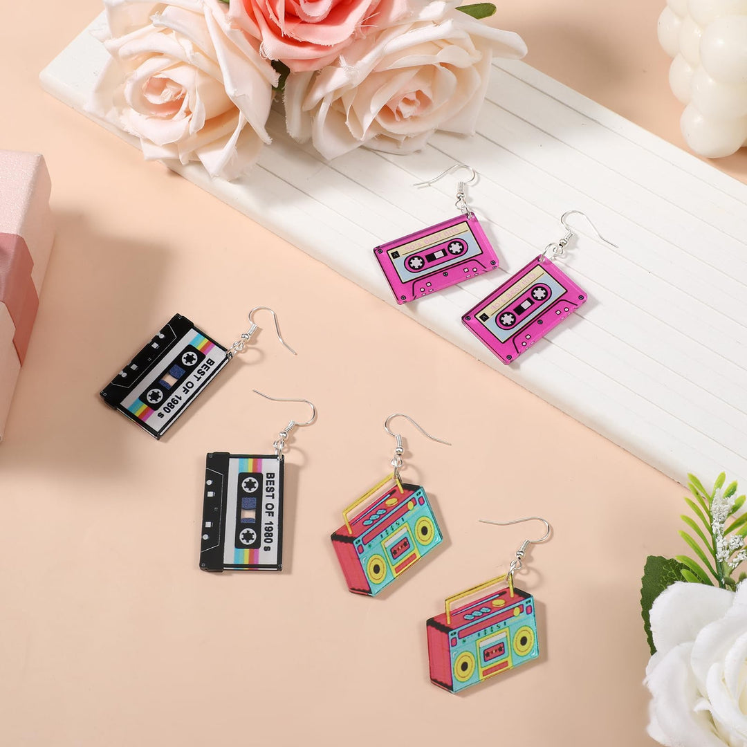 Retro-Inspired Cassette Tape Dangle Earrings Kalsten