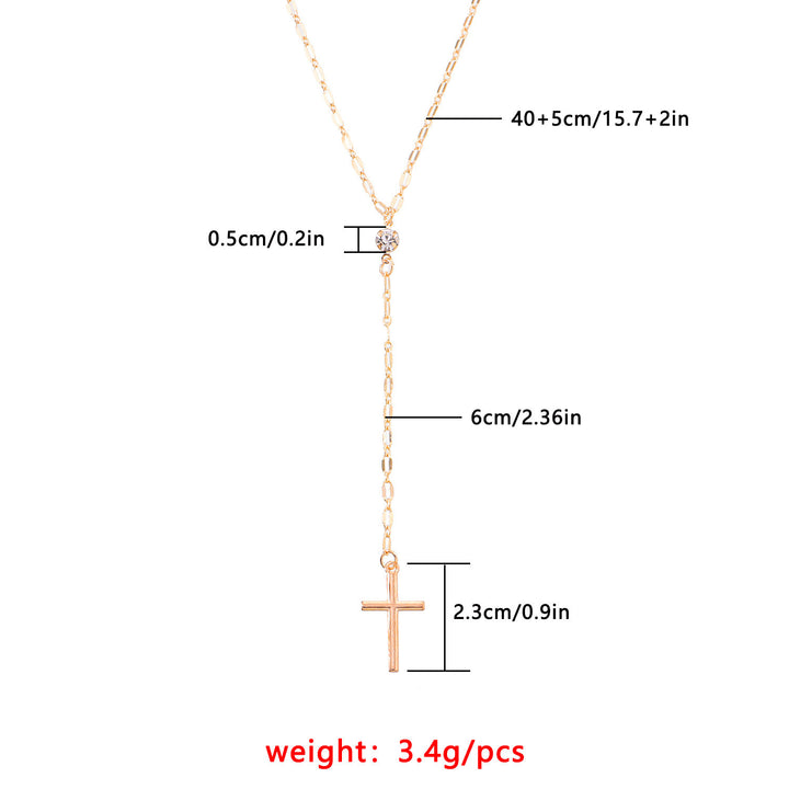 Dainty Cross Lariat Necklace Kalsten