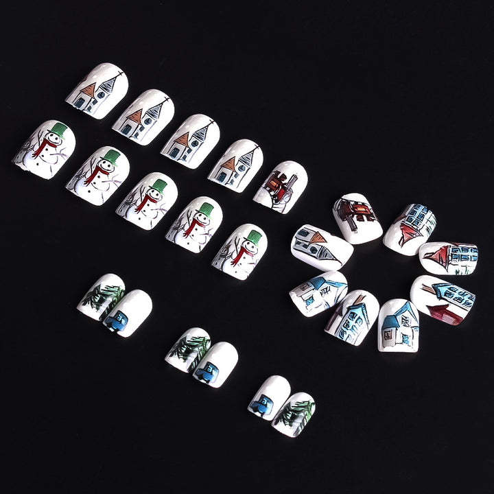 Festive Winter-Themed Press-On Nail Art Set Kalsten