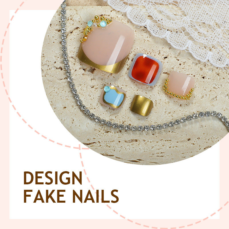 Acrylic nail set with luxurious glitter and flower adornments Kalsten