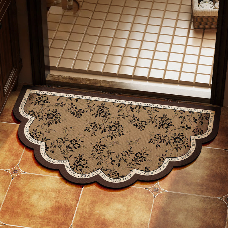 Scalloped Floral Pattern Bath Mat