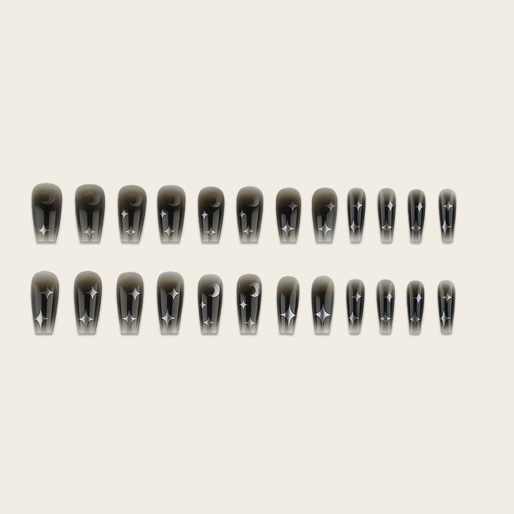 Artificial Nails in Elegant Moon Design with Shimmering Stars Kalsten