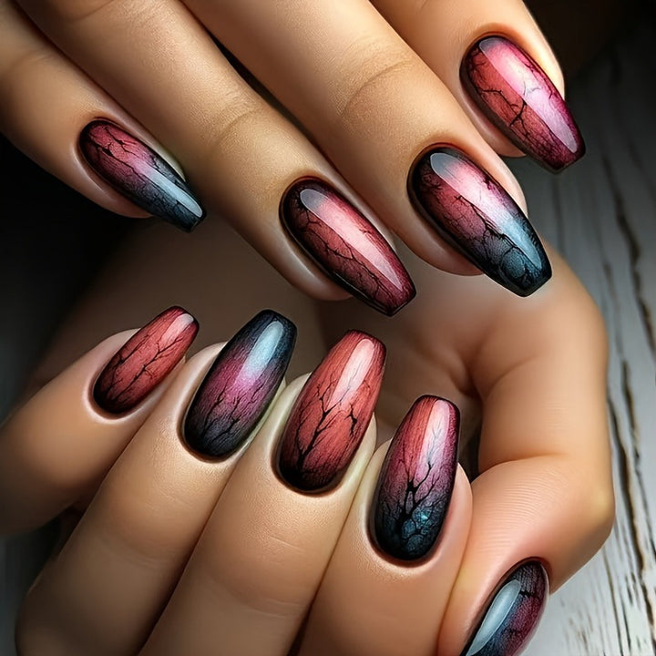 Trendy Artificial Nail Set with Gradient and Lacquer Effect Kalsten