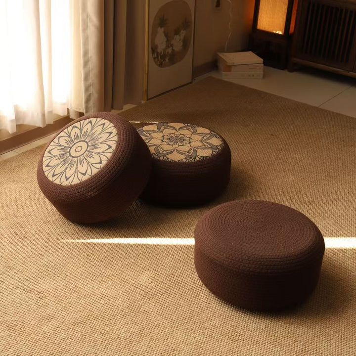 Decorative seating pouf with stylish floral design Kalsten