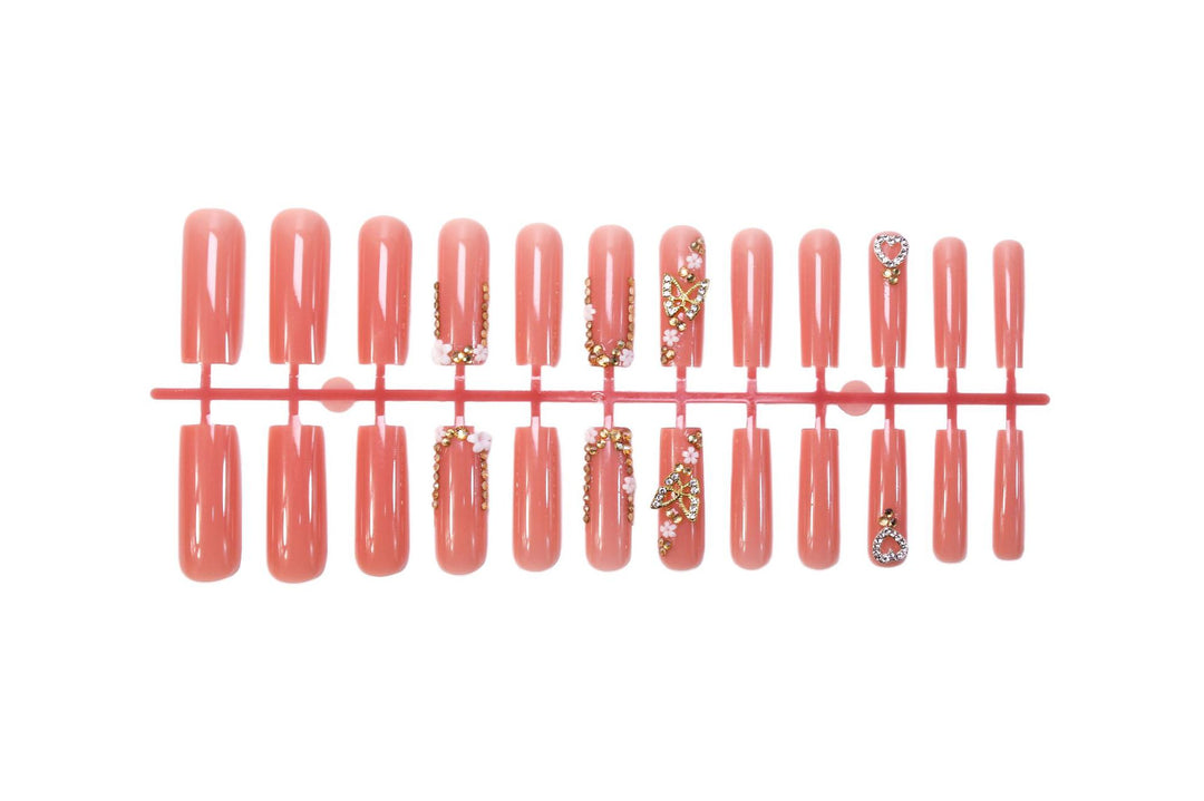 Acrylic nail set with glamorous 3D decorations and elegant design Kalsten