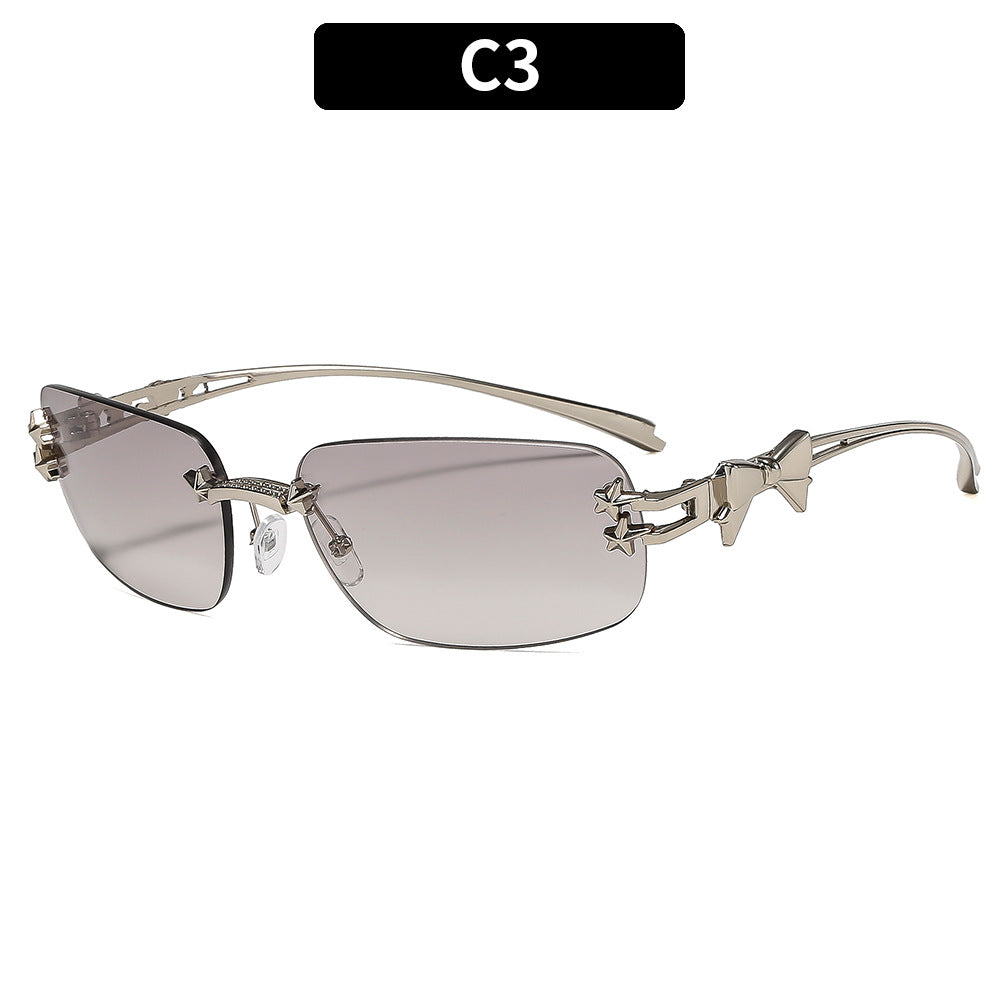 Fashionable Shield Sunglasses with Decorative Star Accents