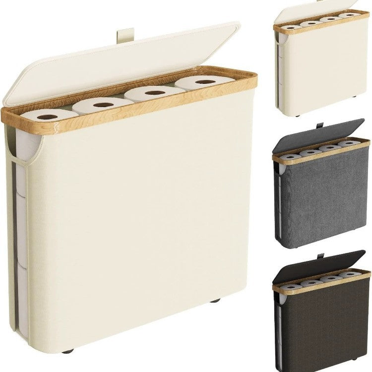 Elegant Laundry Container Made of High-Quality Textile with Bamboo Frame Kalsten