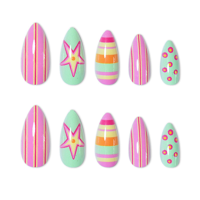 Themed Vibrant Press-On Nail Art Kalsten