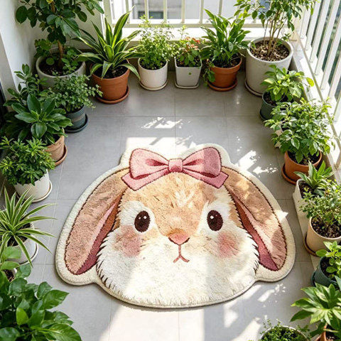 Rabbit-shaped Plush Rug