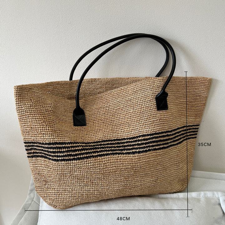 Handmade straw bag with fashionable striped pattern Kalsten