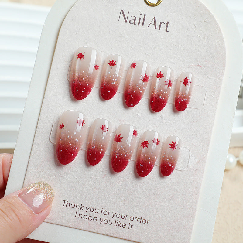 Artistic Autumn Leaf Press-On Nail Art Kalsten