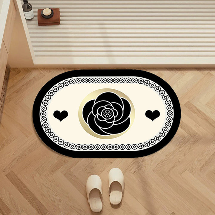 Elegant Floral Pattern Bathroom Rug