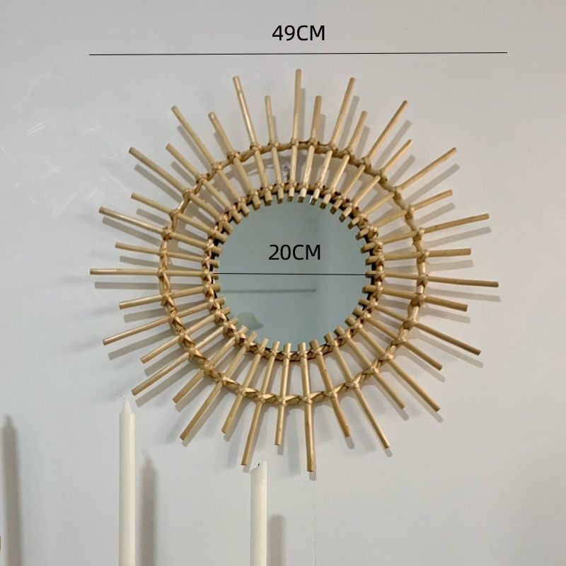 More Elegant Round Wall Mirror Made of Natural Rattan Kalsten