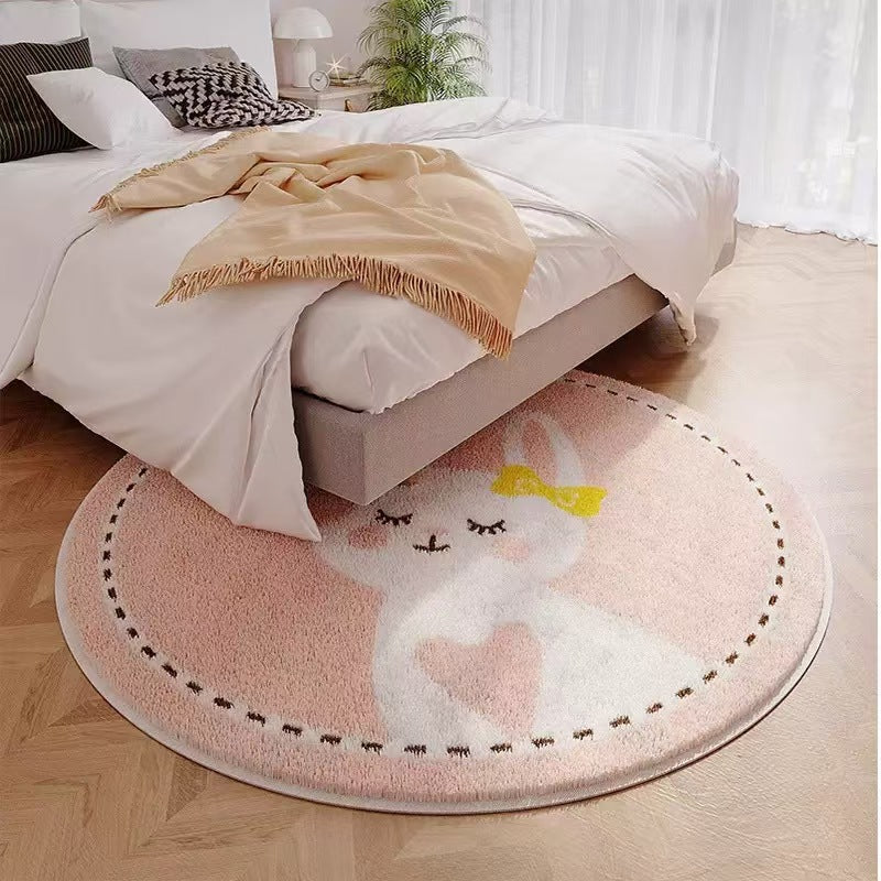 Playful Elephant Theme Round Rug