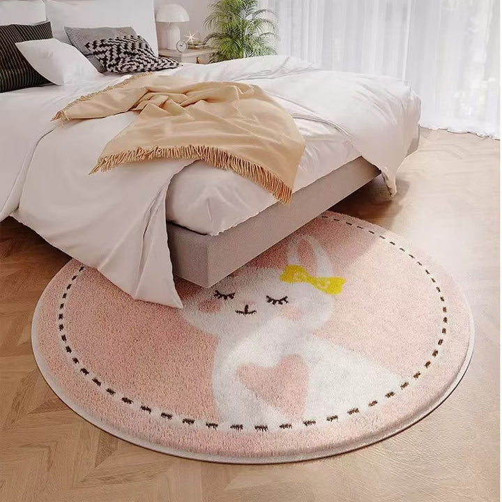 Playful Elephant Theme Round Rug