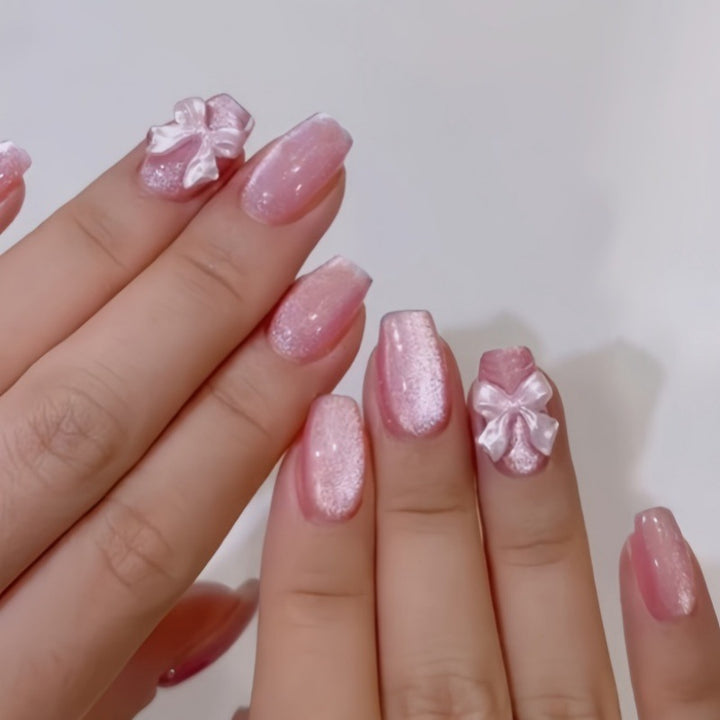 Charming Press-On Nail Set with Decorative Bow Accents Kalsten