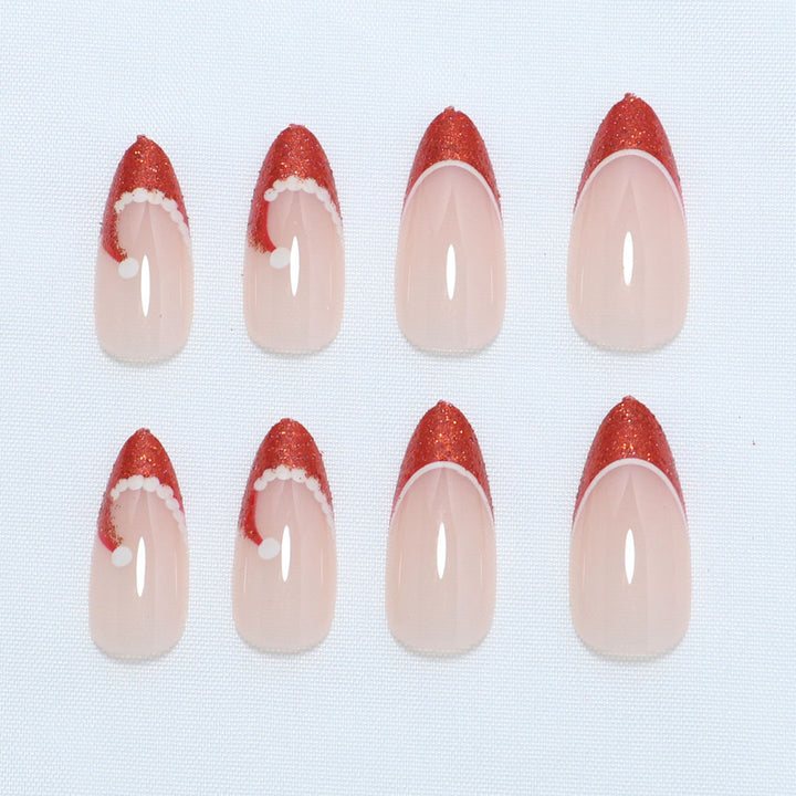 Artistic French Tip Press-On Nails with Glitter Accents Kalsten