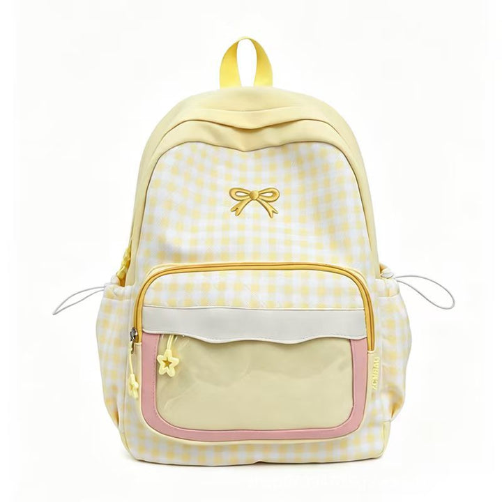 Backpack in Modern Check Pattern with Transparent Viewing Window Kalsten