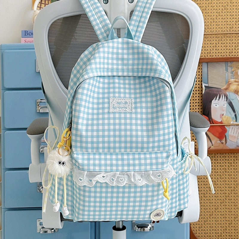 Cute Gingham Print Backpack Kalsten