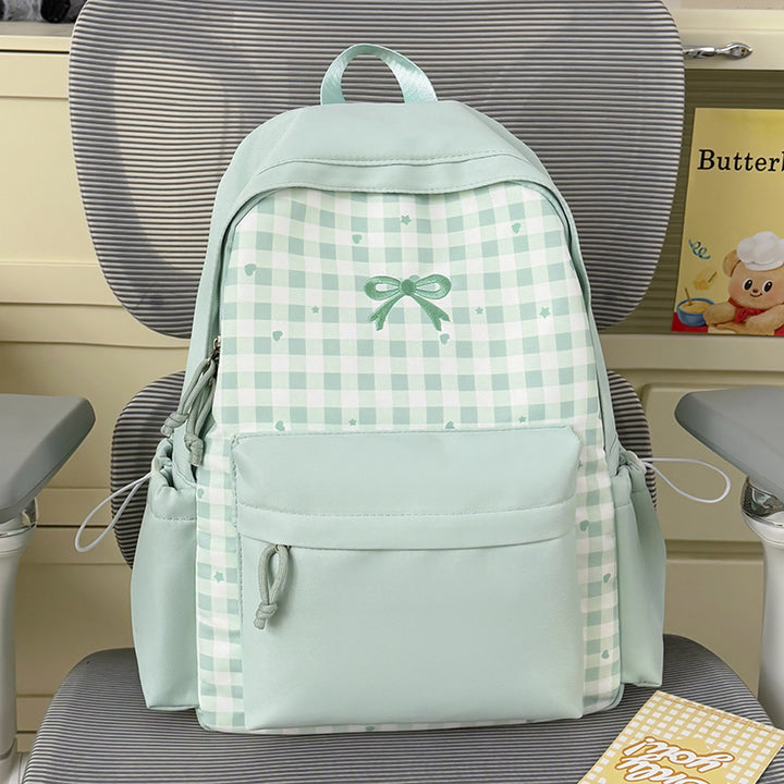 Checked Patterned School Backpack Kalsten