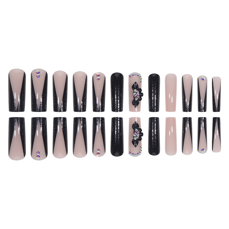 Glamorous Long Stiletto Press-On Nails with Glitter and Floral Accents Kalsten