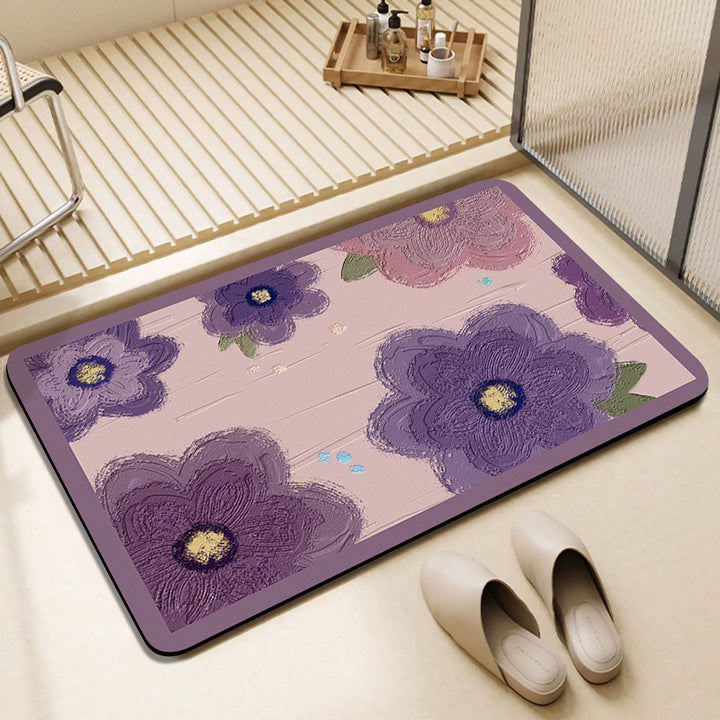 Vibrant Floral Patterned Bath Mat