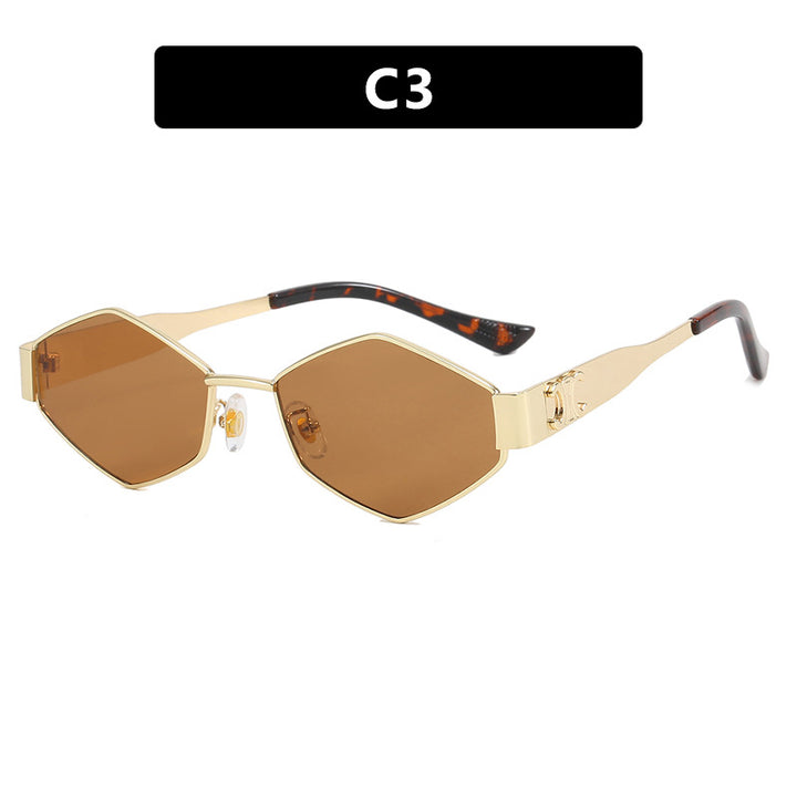 Ladies fashionable hexagonal sunglasses with protective lenses and stylish metal frame Kalsten