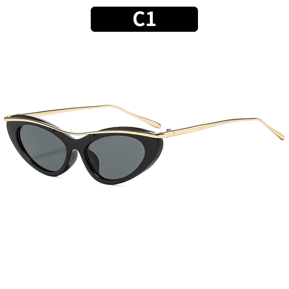 Cat-Eye Sunglasses with Luxurious Gold Accents