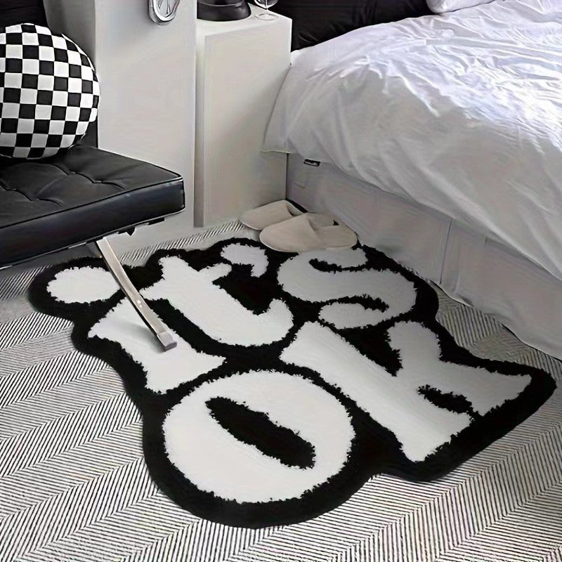 Plush Bath Mat with Motivational Phrase
