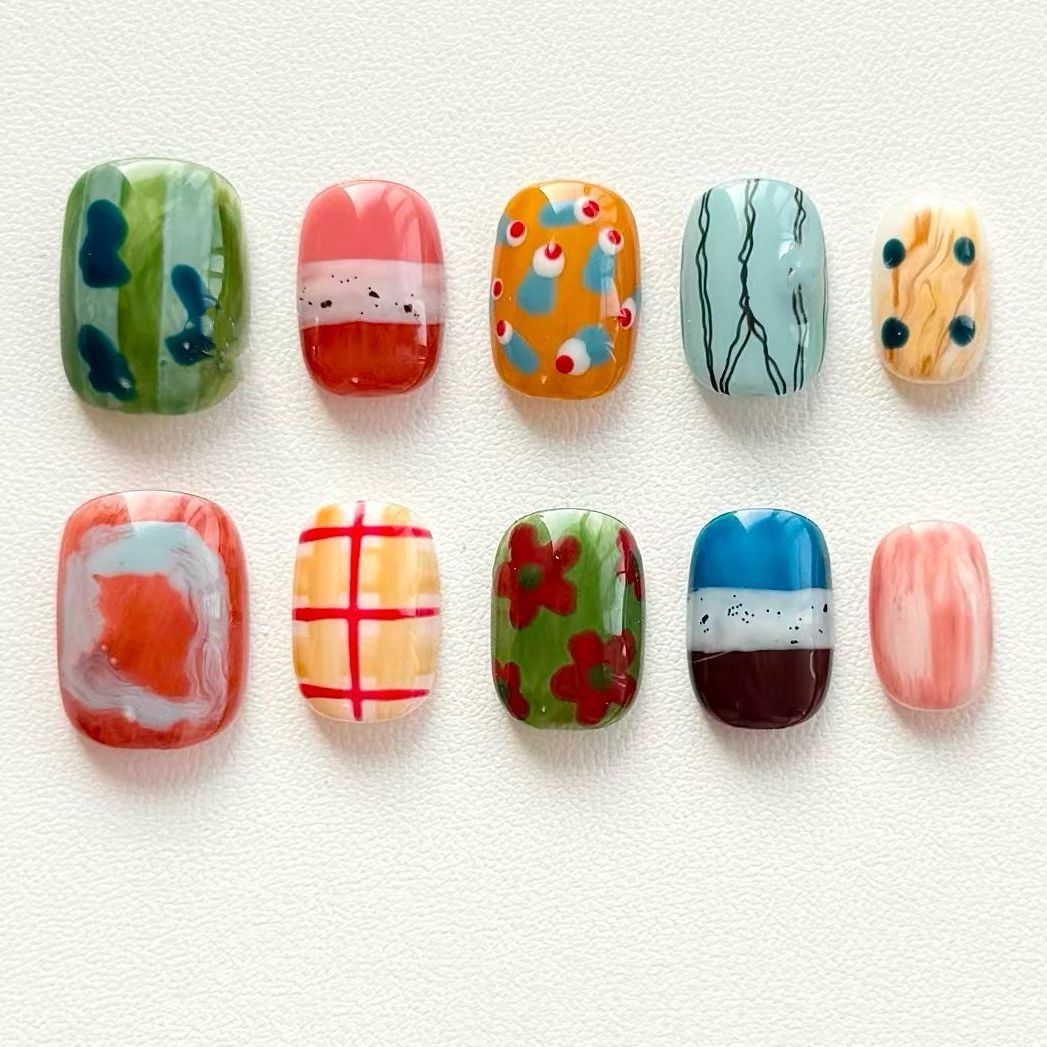 Artistic Coffee-Inspired Press-On Nail Art Set Kalsten