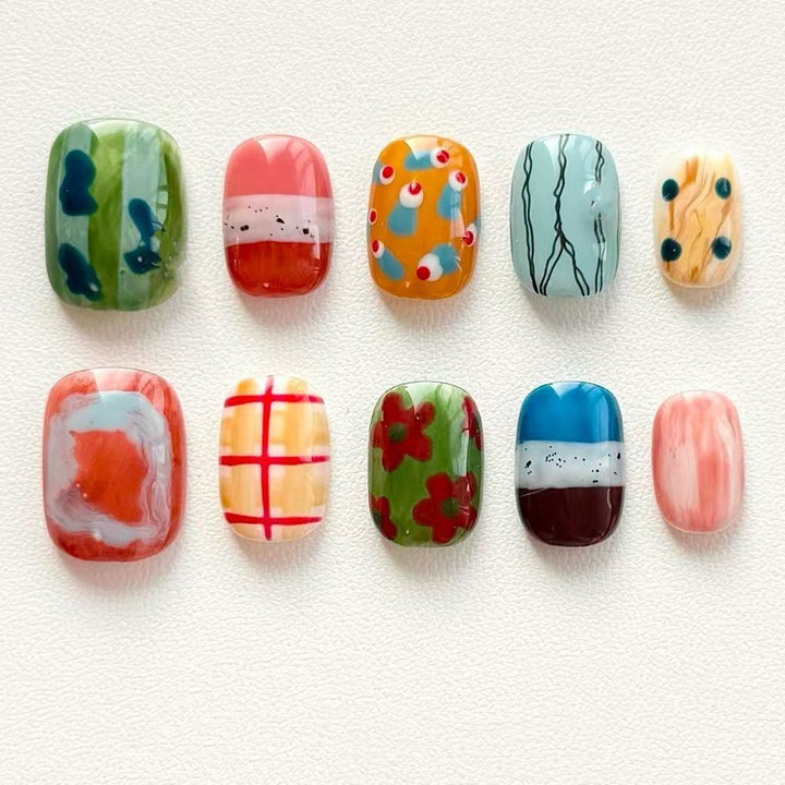 Artistic Coffee-Inspired Press-On Nail Art Set Kalsten