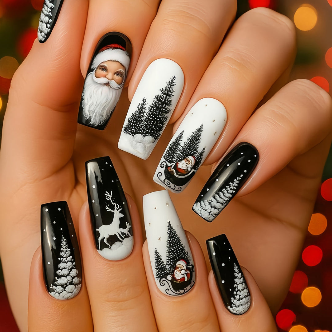 Seasonal Themed Long Press-On Nail Design Kalsten