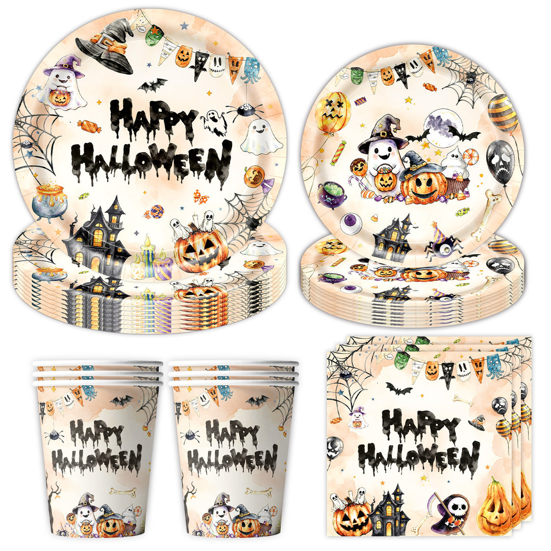 Paper Napkin Set with Halloween Motifs and Detailed Print for Party Decoration