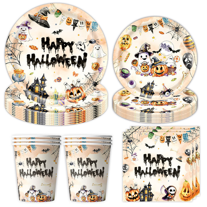 Paper Napkin Set with Halloween Motifs and Detailed Print for Party Decoration