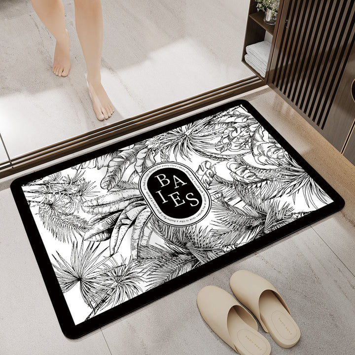 Floral Design Absorbent Bathroom Mat Kalsten