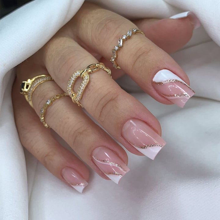 Elegant Stiletto Press-On Nail Art with Rhinestone Accents Kalsten