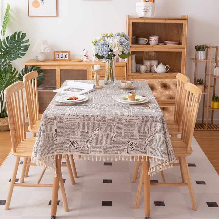 Vintage Newspaper Print Tablecloth