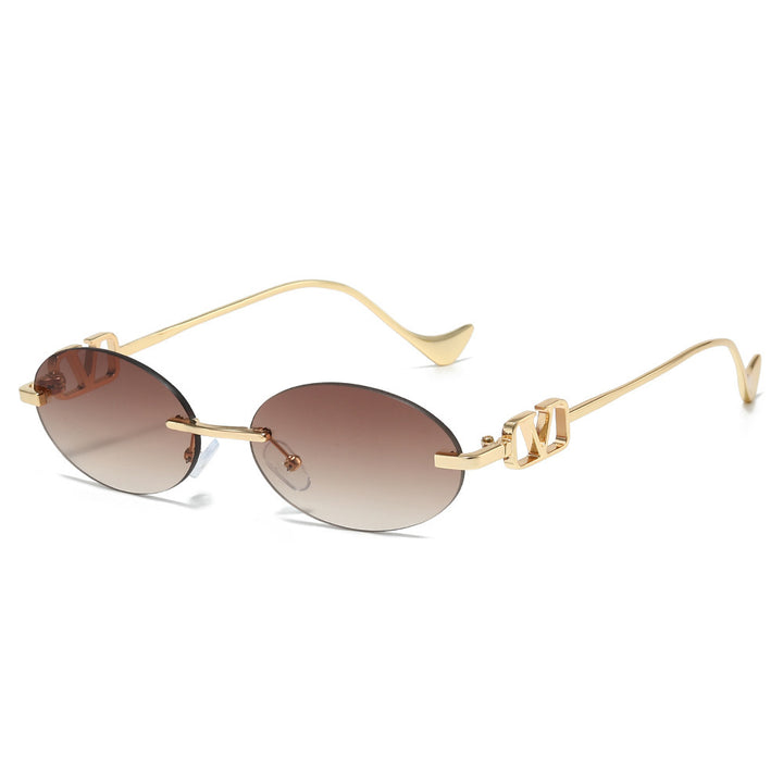 Stylish Oval Frame Sunglasses with Decorative Accents Kalsten